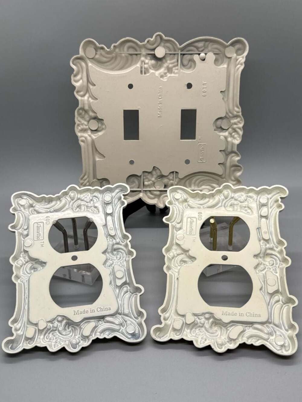Amertac Cast Metal Antique White Switch & Outlet Plate Covers Lot Cottagecore - Picture 10 of 13